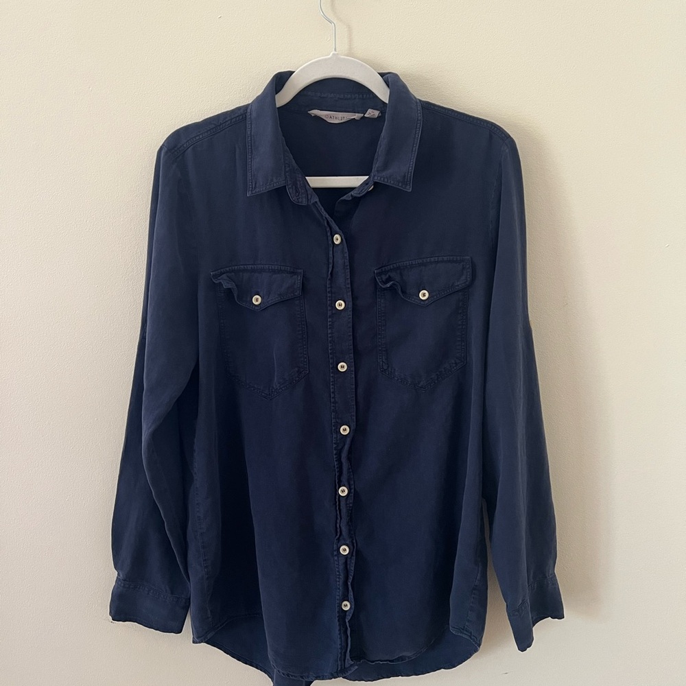 Athleta Dark Blue Button Up Shirt